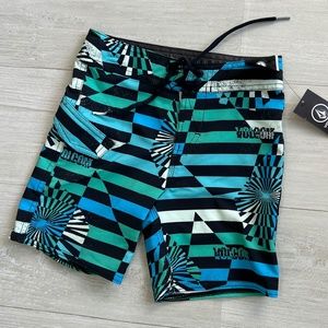 NWT  Kids' Mod Stone Stripe Illusion Swim Trunks VOLCOM
